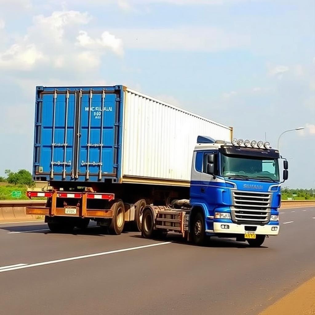 Timstar container haulage truck on Nigerian highway