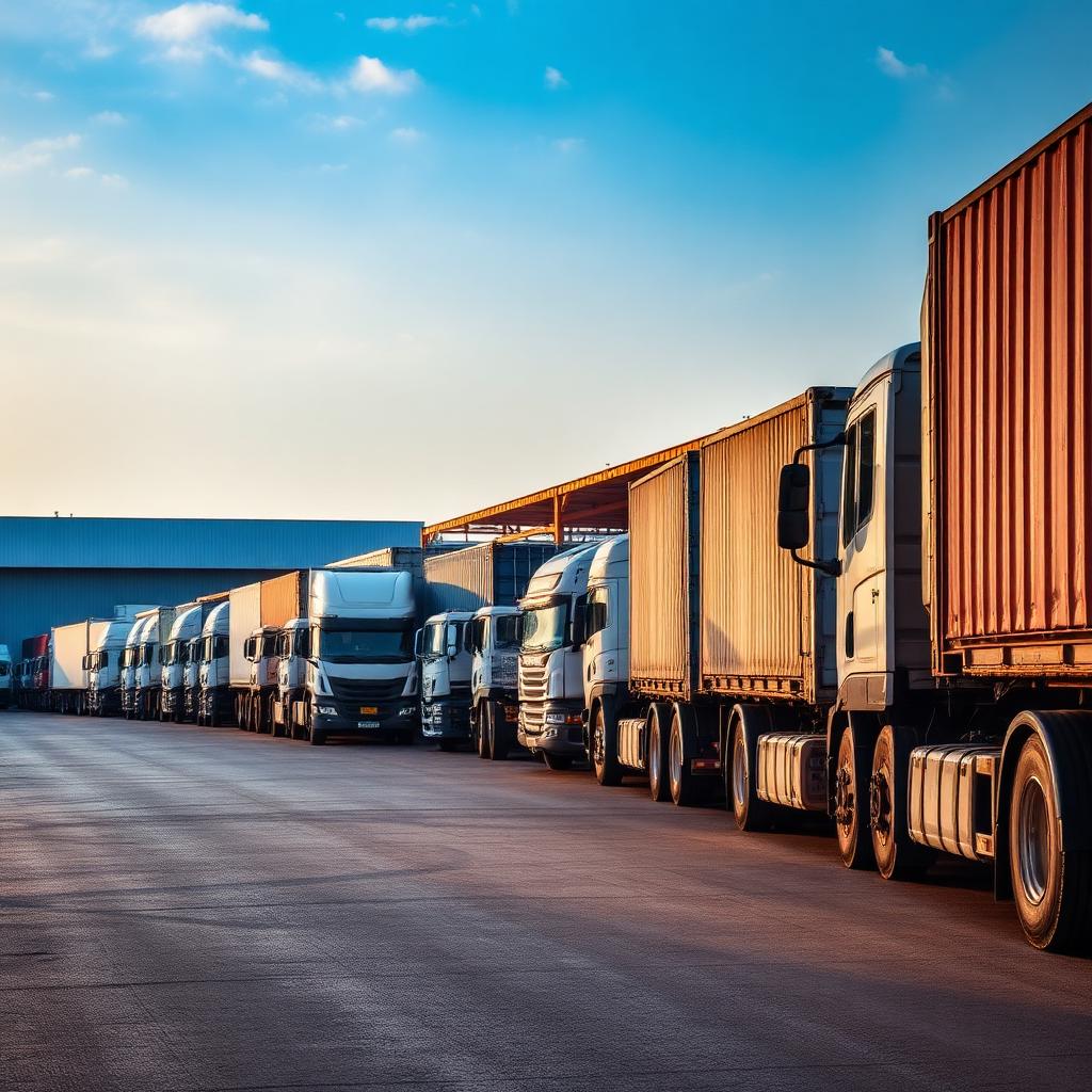 Fleet of cargo trucks at Timstar logistics depot Port Harcourt