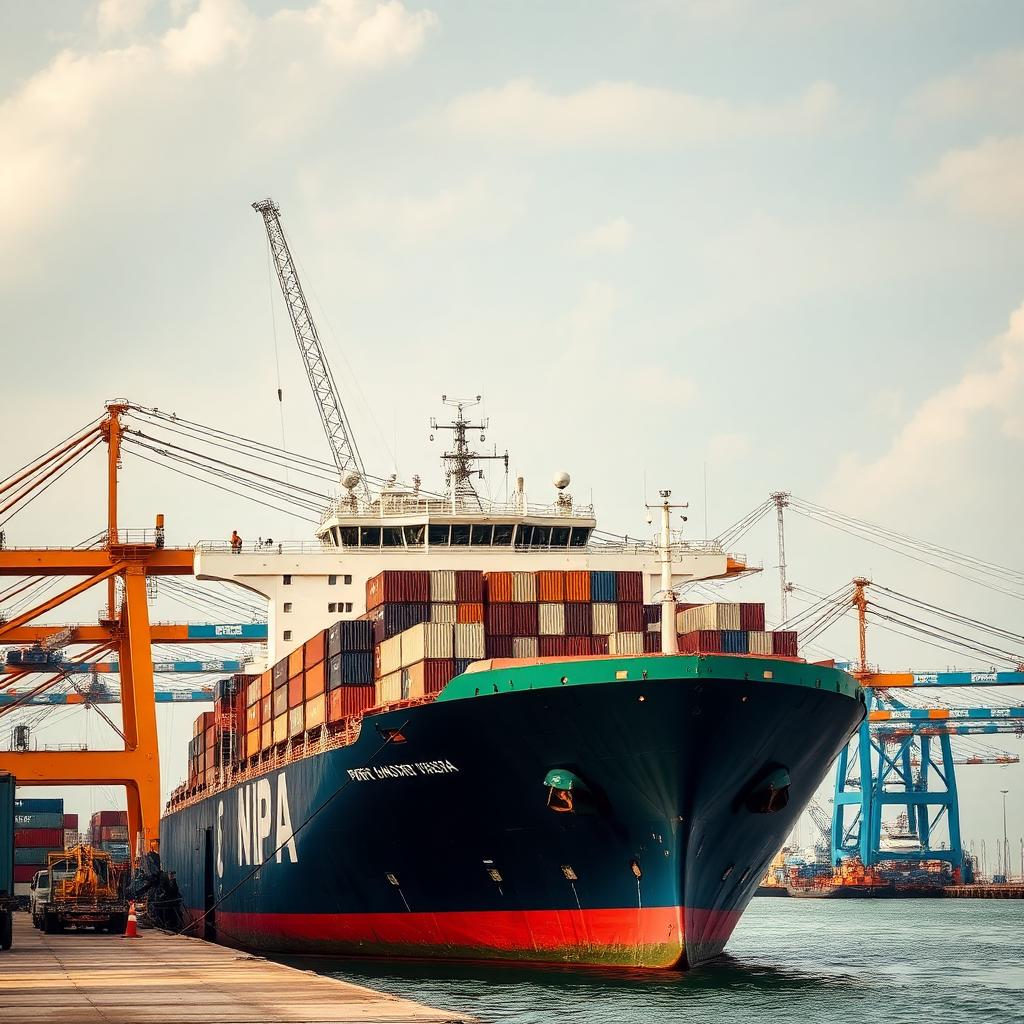 Container ship being loaded at NPA Port Harcourt terminal