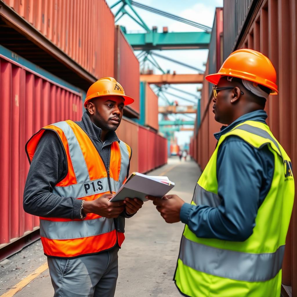 Clearing and forwarding agents inspecting cargo containers Rivers State Nigeria